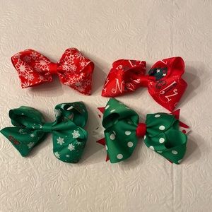 Bundle of 4 Girls Holiday Hair Bows- New never used